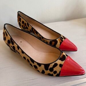 NWOT Kate Spade Red Tip Leopard Low Heeled Dress Shoes